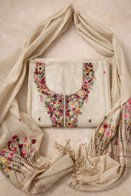 Beige Thread Work Suit Set